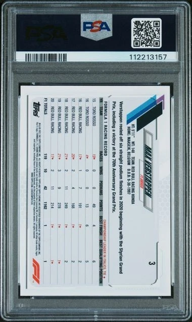 2021 TOPPS CHROME FORMULA 1 #3 MAX VERSTAPPEN SP GEM 10 - Image 2 of 2