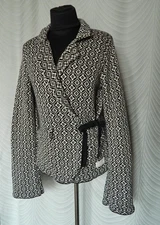 Odd Molly Wrap Cotton Cardigan Black White  Size 3 Geometric Print