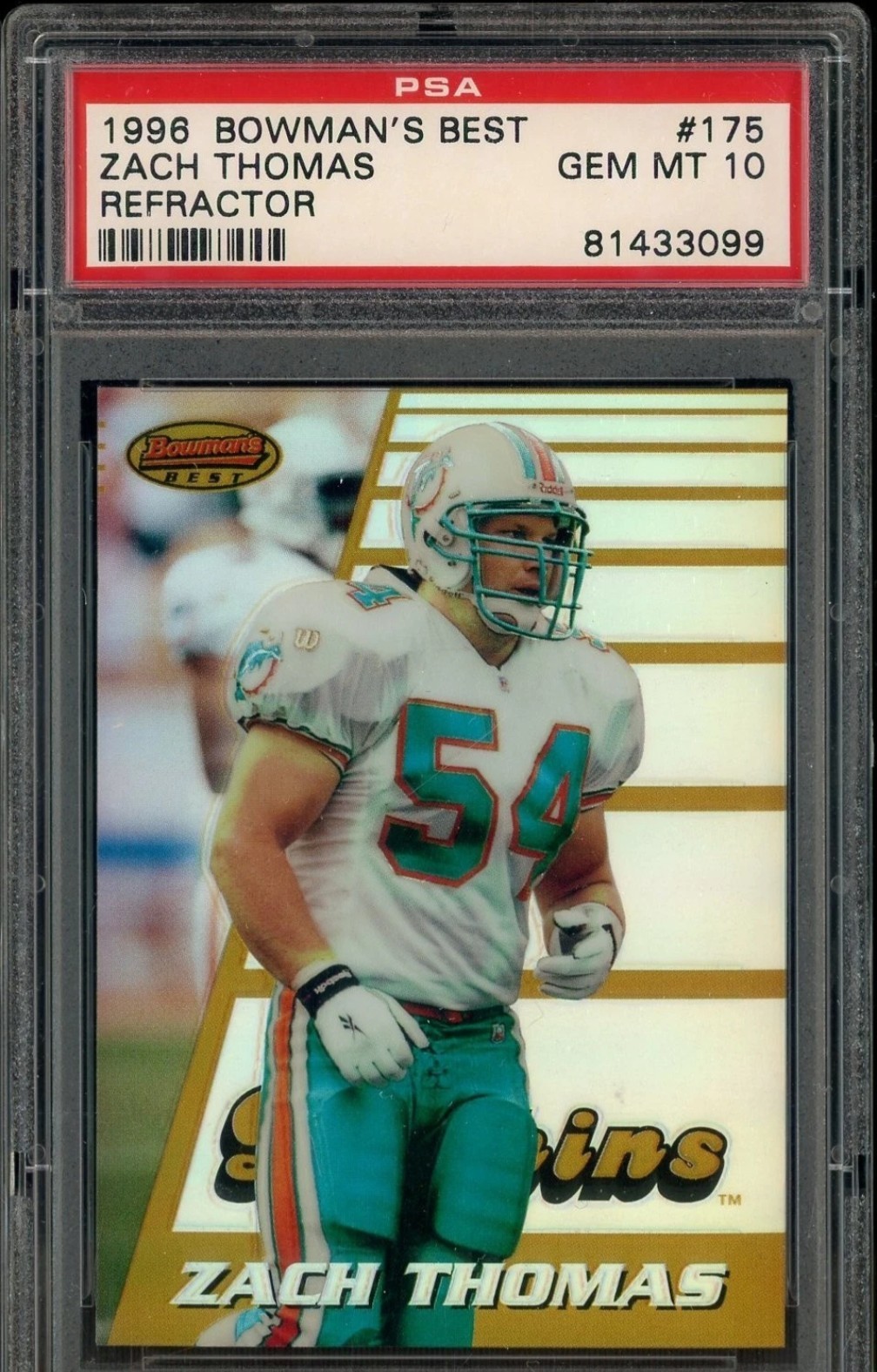1996 Bowman's Best Refractor Zach Thomas RC Rookie PSA 10 GEM MINT