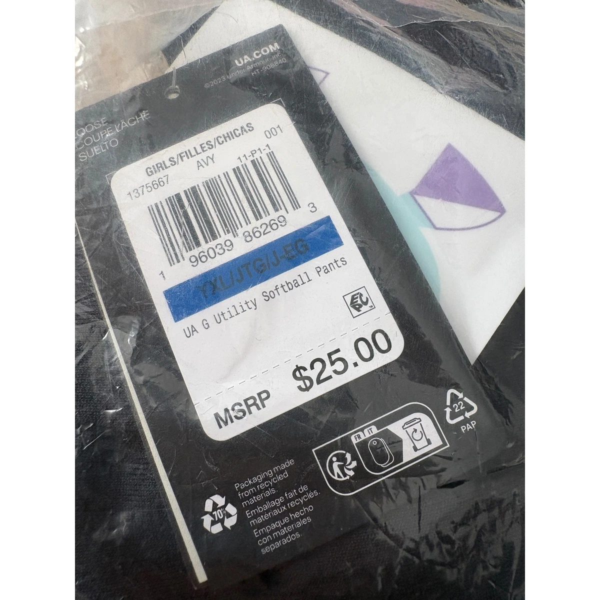 Neu mit Etikett Mädchen Under Armour kurz geschnittene Softballhose - Jugend XL - schwarz