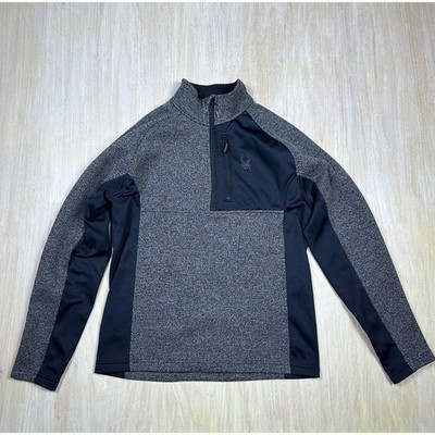 Spyder Gray Polyester Quarter Zip Logo Outerwear Men's Pullover Sweater Medium