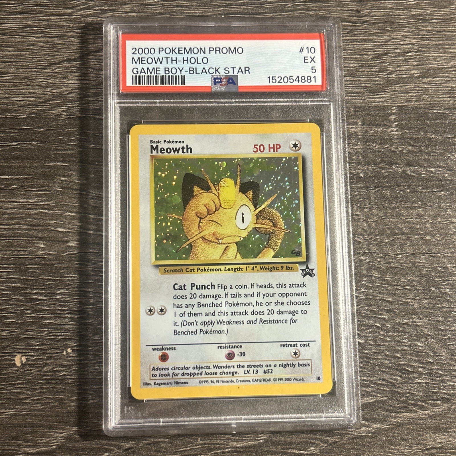 Pokemon 2000 Promo Black Star Game Boy #10 Meowth-Holo Card PSA 5