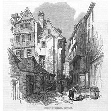 FRANCIA Street in MORLAIX Bretagna - Stampa antica 1871