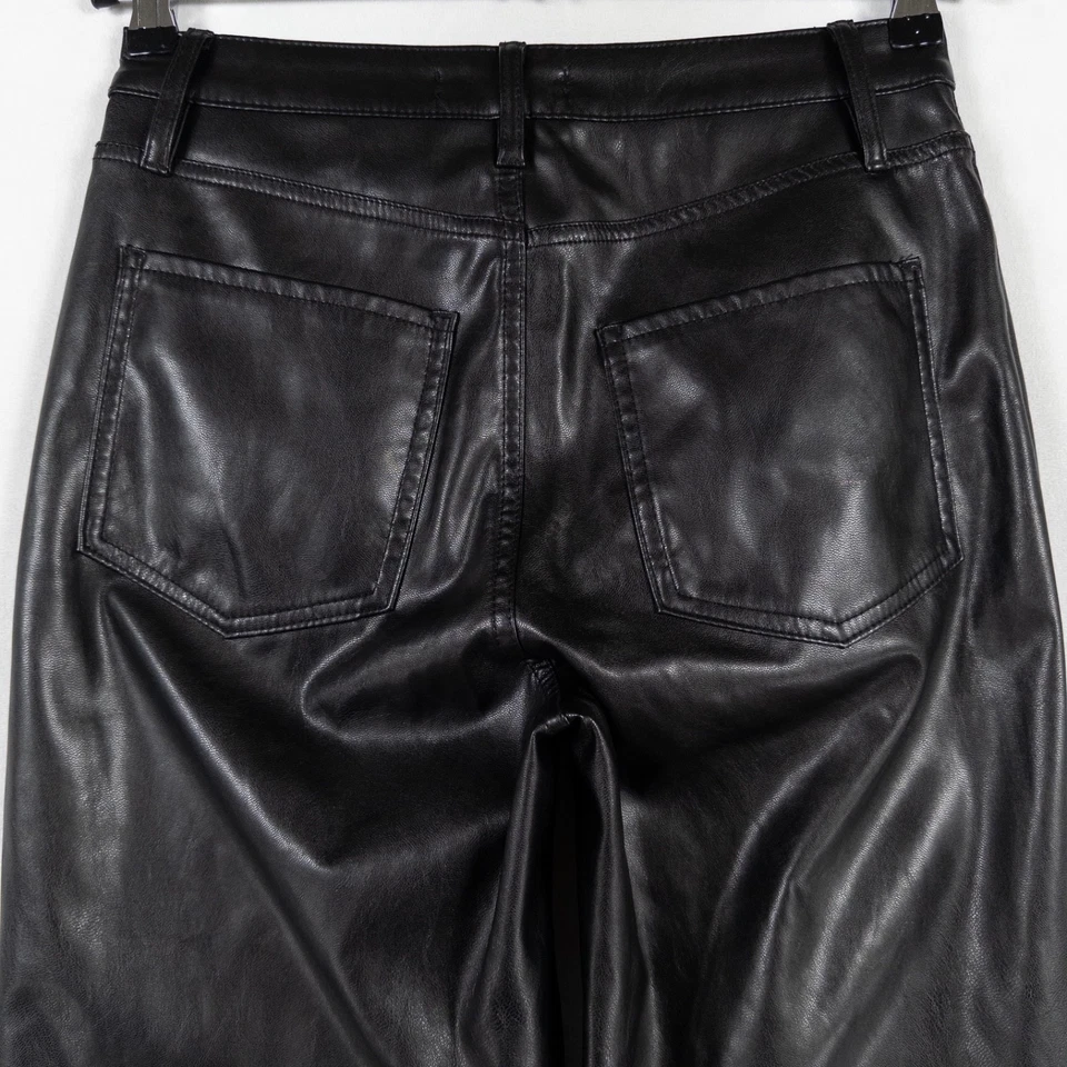 娃娃屋裤子5/6黑色人造皮革直筒Y2K垃圾街头服饰俱乐部 — 第 4/4 张图片