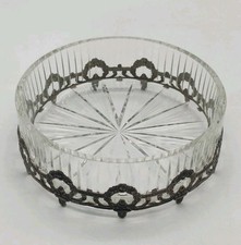 Jugendstil 835 Silber Schale mit Glaseinsatz Kaviar Salate antik Glas alt 1900