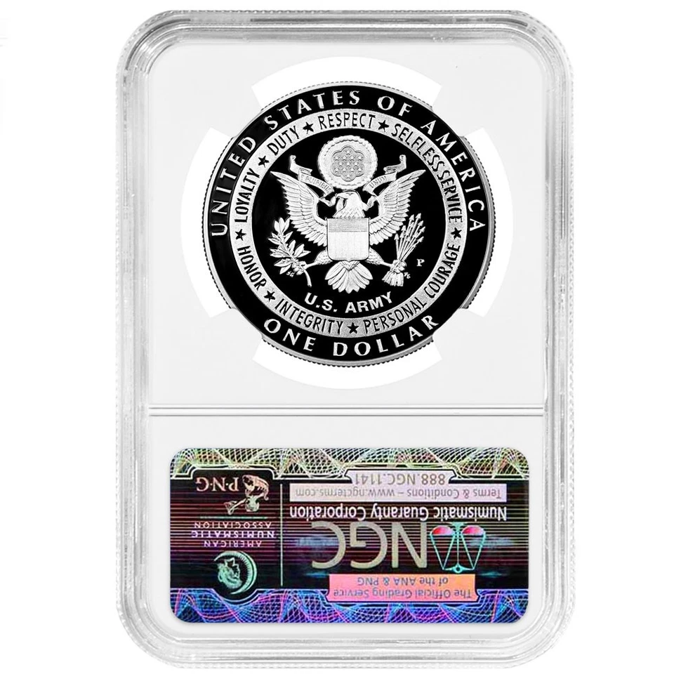 2011-P $1 Proof Silver Army Commemorative NGC PF70UC Early Releases - Image 2 of 3