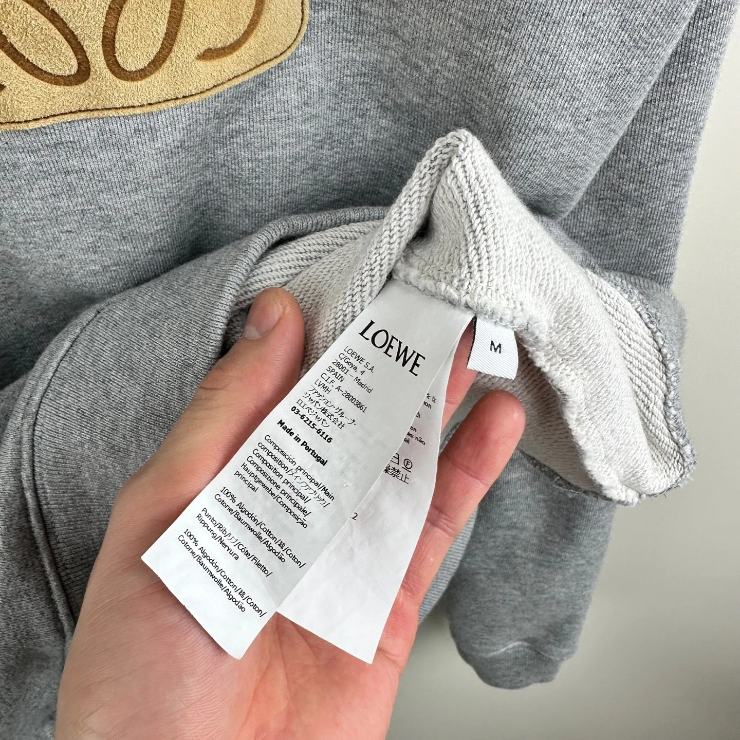 Felpa con cappuccio Loewe in pelle con toppa anagramma M 123148854