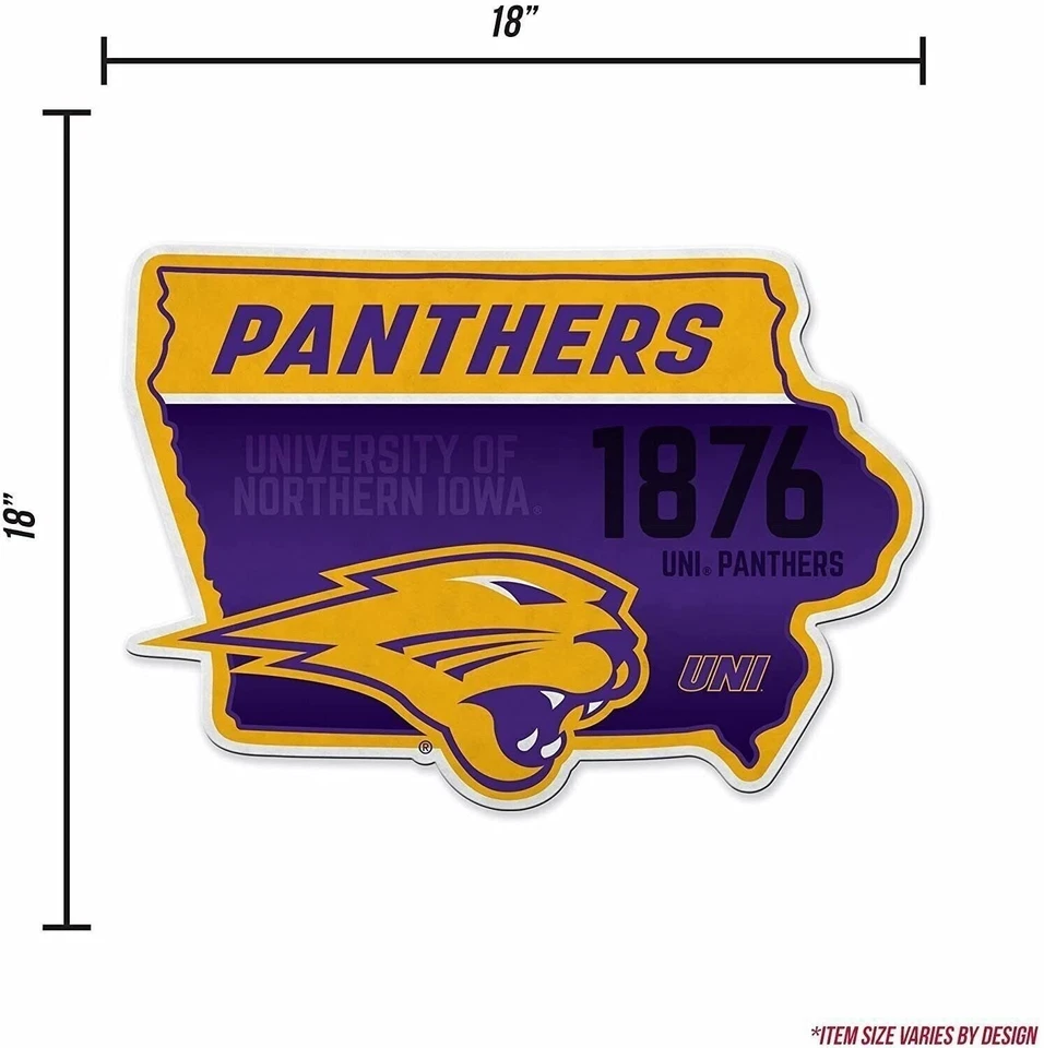 Banderín Northern Iowa Panthers forma estatal 18 pulgadas fieltro suave Universidad de Foto 4 de 4