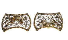 Vintage MUSI Gold Tone Filigree Shoe Clips Pair Retro 1960s 1970s Accessory