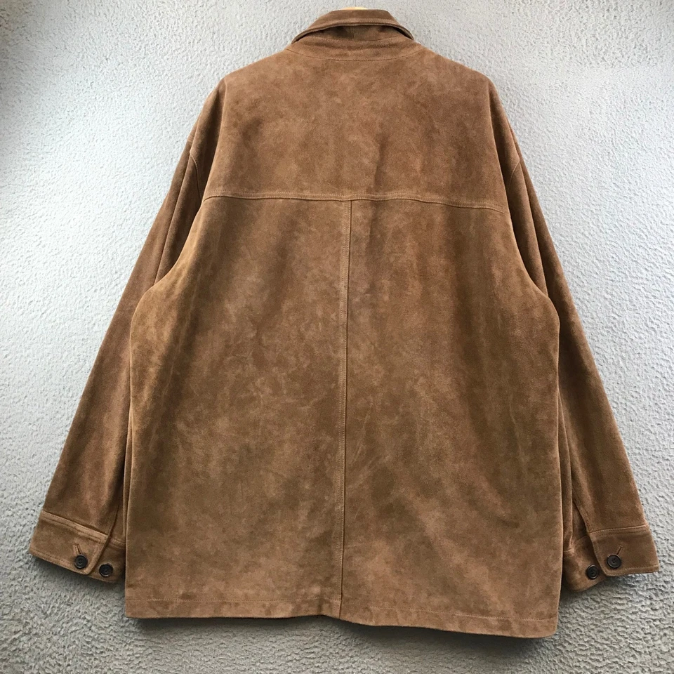 Vintage LL Bean Mens XLARGE Brown Suede Leather Button Front Jacket Coat Outdoor - Image 2 of 4