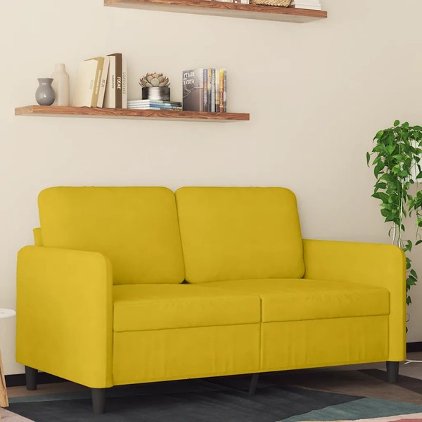 Sofa 2-Sitzer 120 Cm Samt Gelb Couch Klein PolstermöBel-image
