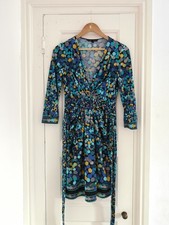 BCBG Maxazria dotted dress blue yellow dot confetti pattern size S UK 8