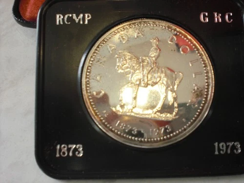 1973 Canada Silver Dollar - RCMP 100th Anniversary - Prooflike, UNC in Case