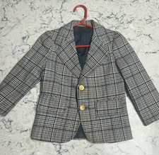 Vintage IMP Originals Boy Jacket Blazer Lined Sports Coat Size 4 Grey Plaid Smal