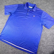 Donald Ross Sportswear Polo Mens XL Blue Micro Floral Shirt Golf Performance EUC