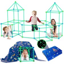160PCS Kids Fort Building Kit Glow in the Dark Build a Fort with Blanket STEM...