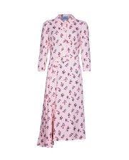 Authentic Prada Pink 3/4 Sleeve Floral Button Up Shirt Dress Sz 44