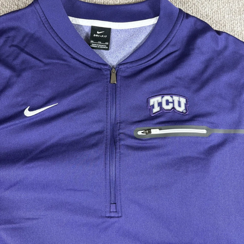 TCU Horned Frogs Pullover Mens 2XL Purple NCAA Football Nike Dri Fit Quarter Zip - Image 4 of 4