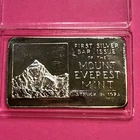 1oz 1973 Mount Everest Mint First Silver Bar Issue 999 Fine Silver Bar & Capsule