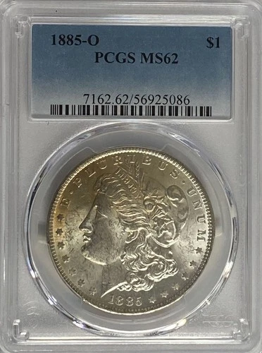 1885 O $1 Morgan Silver Dollar PCGS MS62 Uncirculated New Orleans Orange Toned