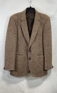 Vintage 80s Burton Men's Harris Tweed Brown Houndstooth Blazer Sport Coat Sz 42