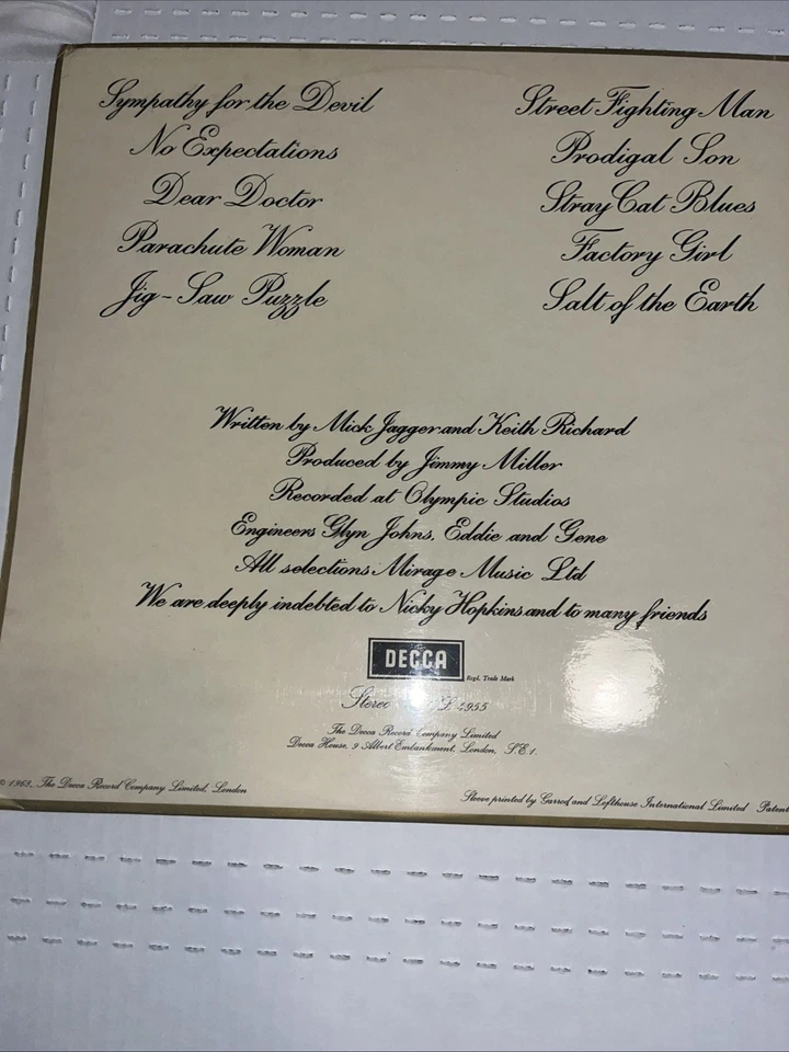 Rolling Stones Beggars Banquet Vintage Record Album SKL4955 - Decca - Image 2 of 4