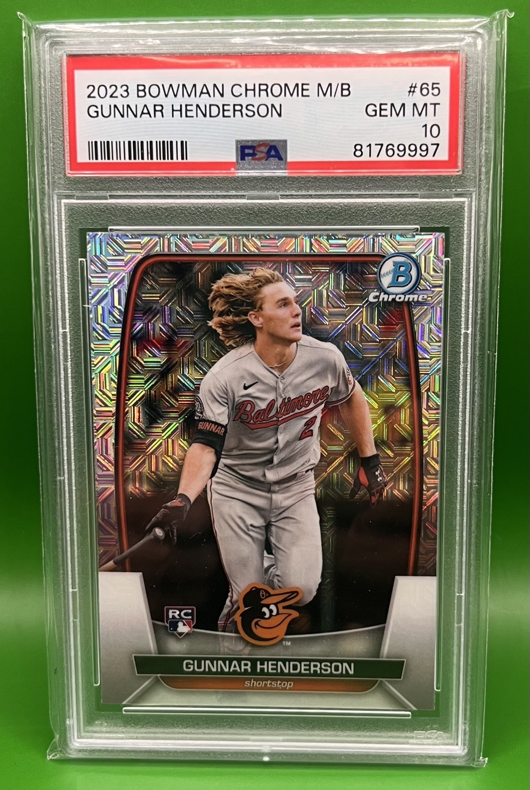 Gunnar Henderson 2023 Bowman Chrome Mega Box PSA 10 GEM RC Orioles Rookie view 1