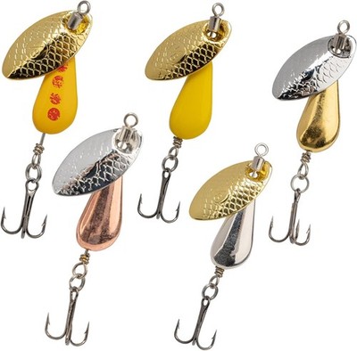 5PCS brass Spinner Metal Spoon Fishing Lures Fishing Spinnerbaits Lake River US