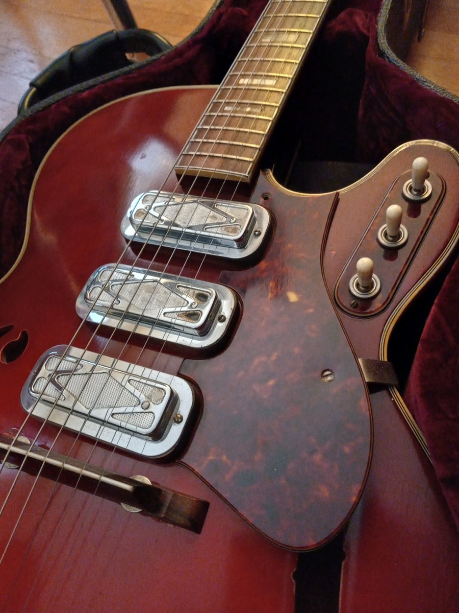 Vintage Silvertone H1454 Rocket Red Sunburst Electric Guitar 1960s