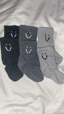 3 Baby Girl Baby Boy Dark N Light Grey Smiley Face Long Newborn Socks. Primark