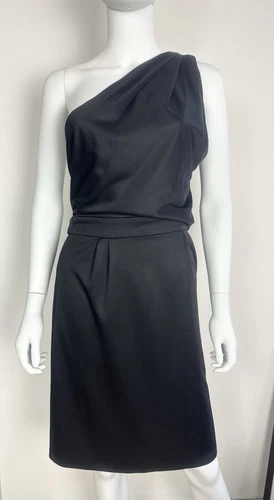 Gucci Tom Ford iconico abito drappeggiato asimmetrico in seta nera 2009 IT 42