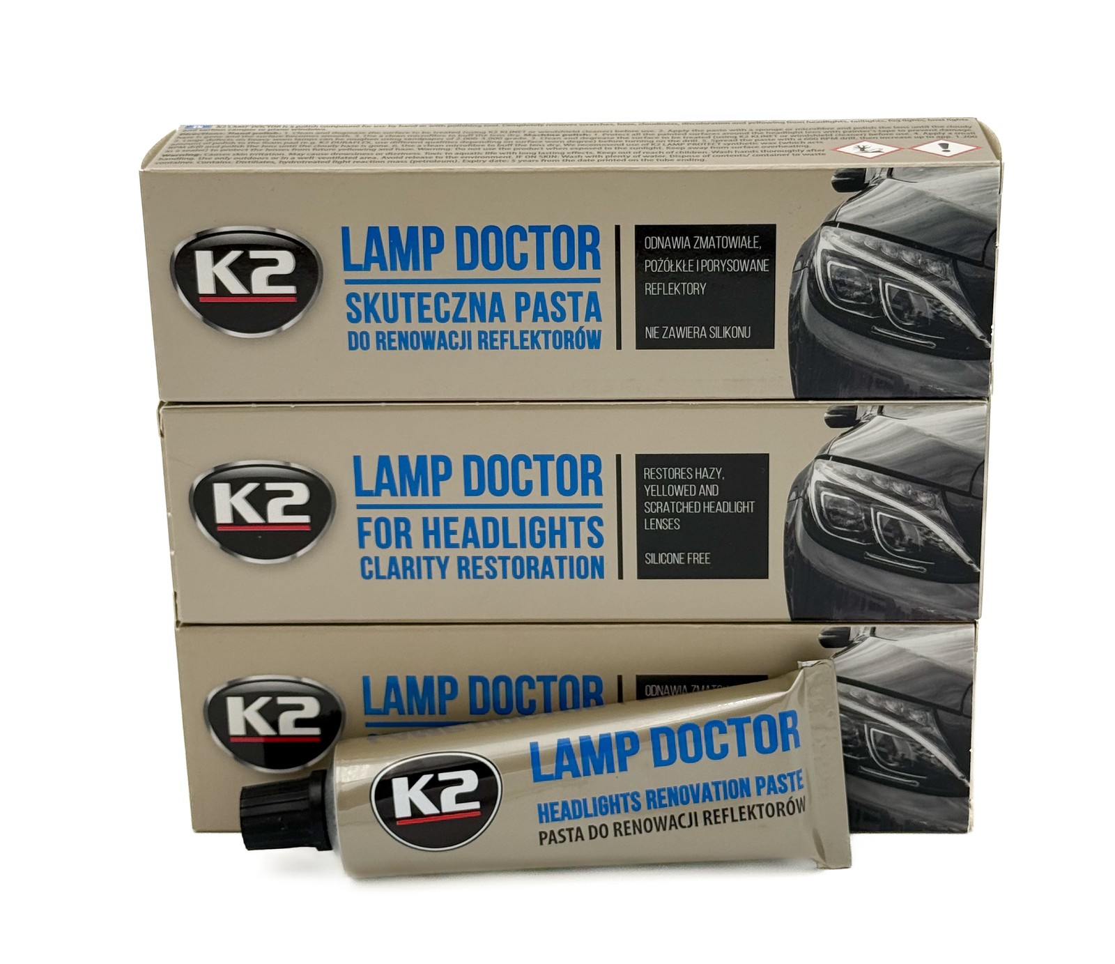 3X K2 L3050 Headlight Polish Lamp Doctor 60G Abrasive Paste Scratch Remover
