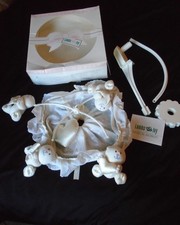NIB White Eyelet Bears Hearts LAMBS IVY Baby Crib Mobile w/ Box