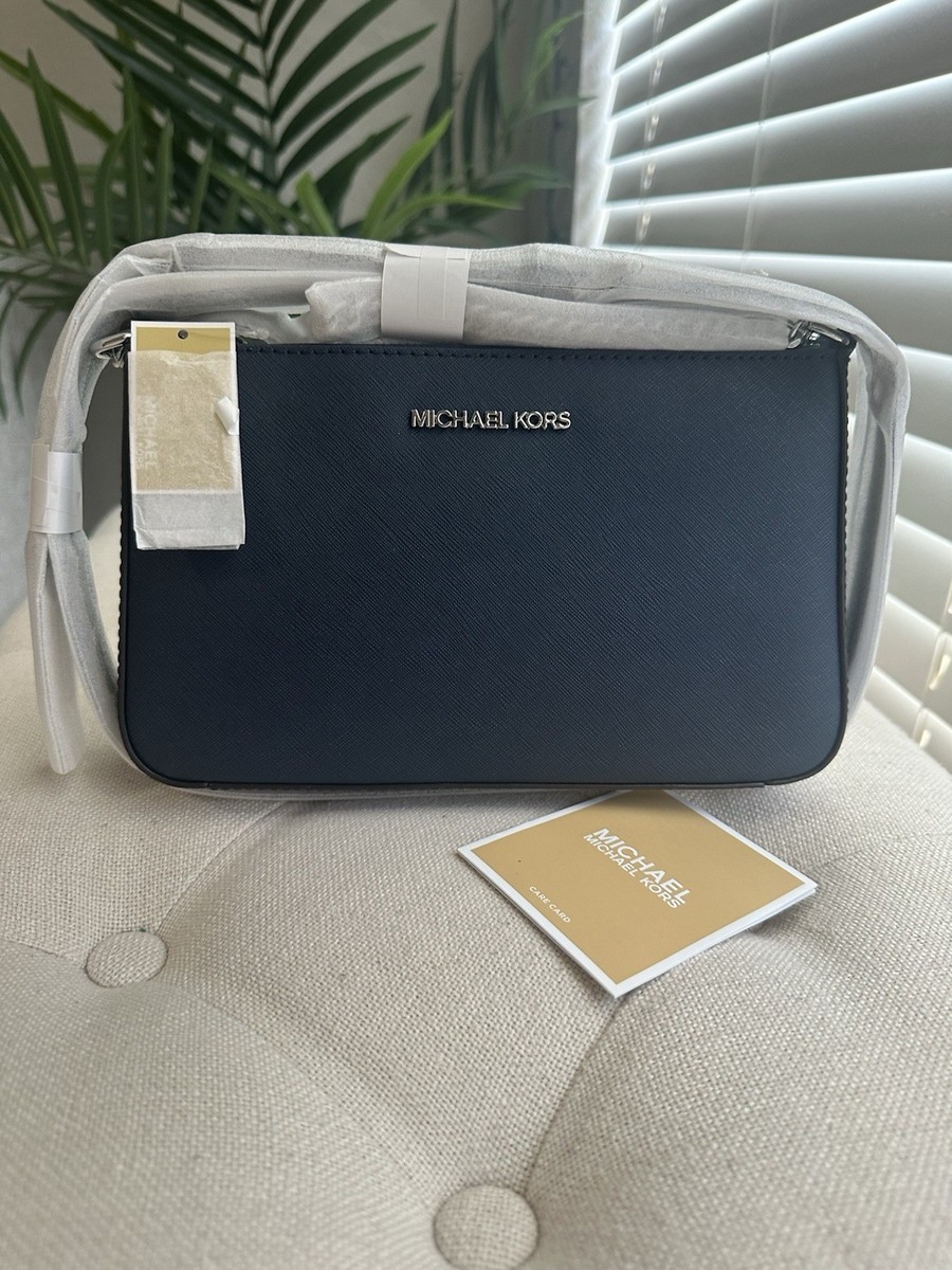 NWT | Michael Kors Jet Set Medium Leather Crossbody Bag | Navy