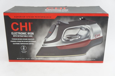 #ad #ad Open Box CHI Electronic Iron w Retractable Cord 13102E Titanium Ceramic $50.00