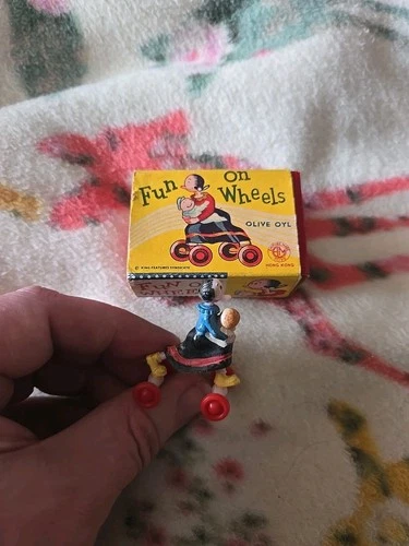 Marx Popeye - Olive Oyl & Sweetpea - Fun On Wheels - Marx Old Toy WITH BOX
