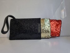 LULU GUINNESS LARGE GLITTER LIPSTICK CLUTCH/POUCH Black/Red/GolBrand New & Boxed