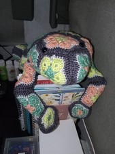 Handmade Frog Plush - African Flower Pattern - Crochet