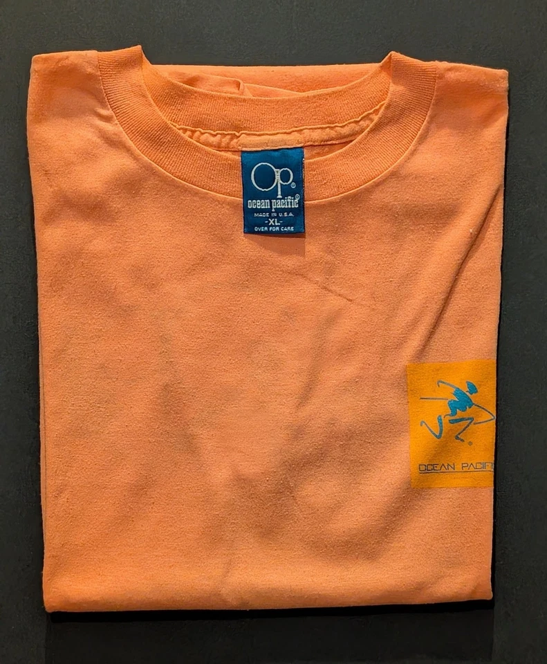 Camiseta De Colección Años 80 OP Ocean Pacific Puntada Única XL Skate Surf Salmón Neón Foto 4 de 4