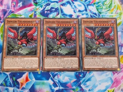 Yugioh Karten Playset 3x Danger! Thunderbird! SR13-EN019 Common Englisch Near Mi