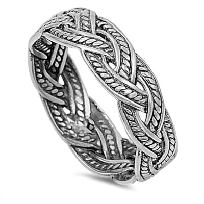 Bali Rope Knot Thin Accent Ring - Sterling Silver Stackable Band (Sizes 2-10)