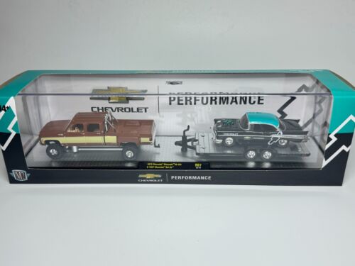 M2 Machines 1/64 Hauler 73 Chevy Cheyenne Super 30 & 57 Bel Air R67 Hunt - Afbeelding 1 van 15