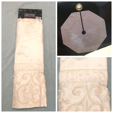New 50" CHRISTMAS TREE SKIRT THE CHRISTMAS SHOPPE IVORY SEQUINS