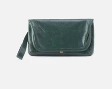 Hobo International Lauren Leather Wristlet Handbag Purse Clutch Sage Leaf NEW!