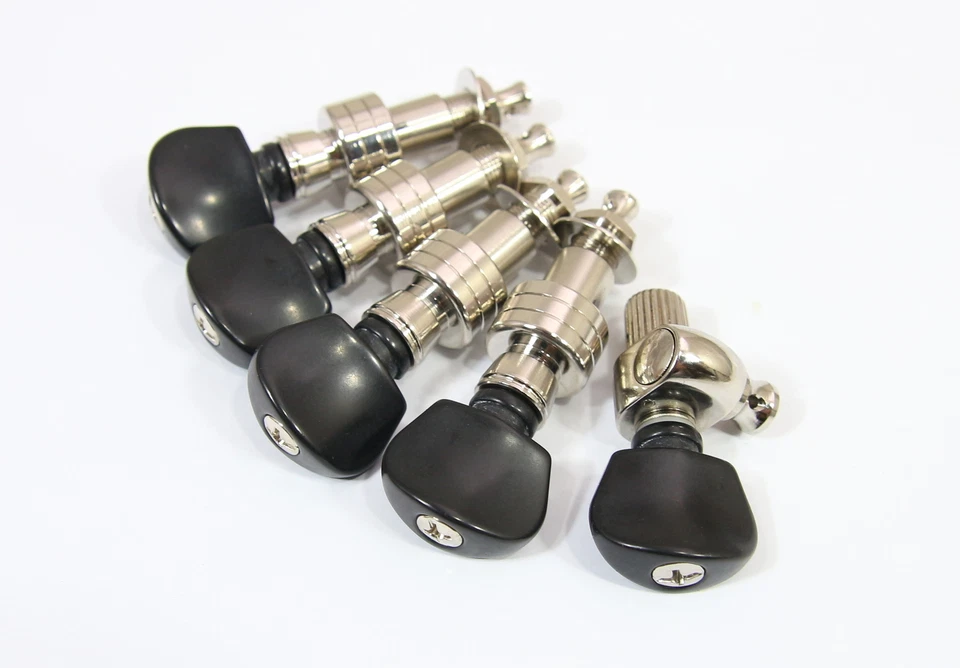 5 string banjo tuning pegs, Nickel plated, Black plastic button, 328N-BX - Image 2 of 4