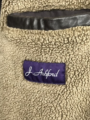 J Ashford Mens Brown Leather Faux Sherpa Full Zip Jacket XXL - Picture 5 of 9