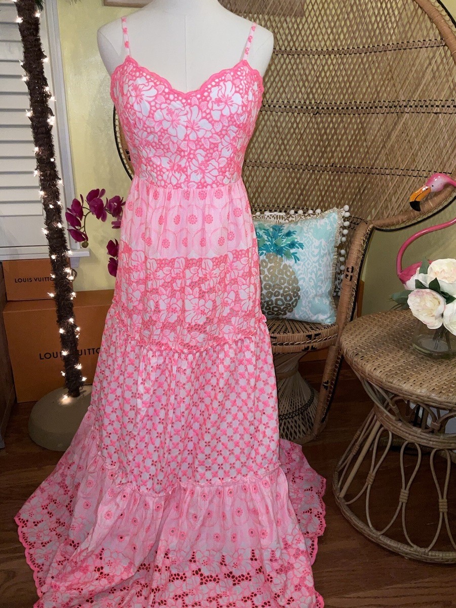 Lilly Pulitzer NWT Kyla Maxi Dress Lilly's Coral Garden Eyelet