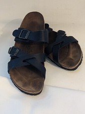 Birkenstock Birki’s Kumba Schwarze Kreuzriemen Sandalen Größe US L 8 M 6 EU 39