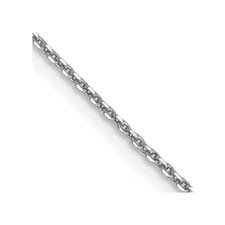 Real 14K White Gold 30 inch .9mm Diamond-cut Round Open Link Cable Chain