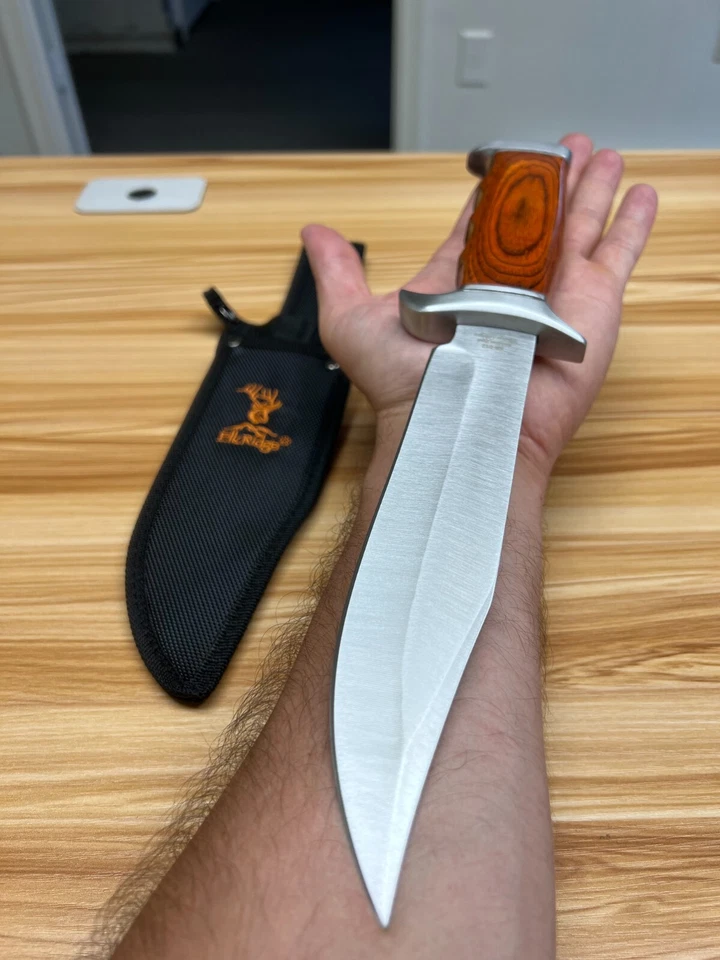 CUCHILLO DE SUPERVIVENCIA MACHETE DE CAZA TÁCTICO SOBREVIVIENTE 12" con FUNDA Hoja Fija Foto 4 de 4